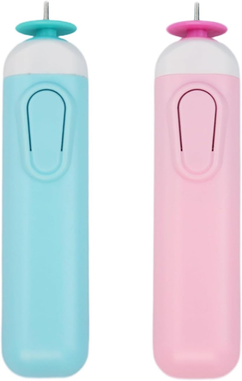 Flylin 2PCS Electric Quilling Pen, Electric Slotted Tool Electric Quilling Pen Automated Paper Volume, Curling Pen for Paper Rolling Crafts General Quilling Paper Strips and Wider Paper Strips (Blue&Pink) - Image 1